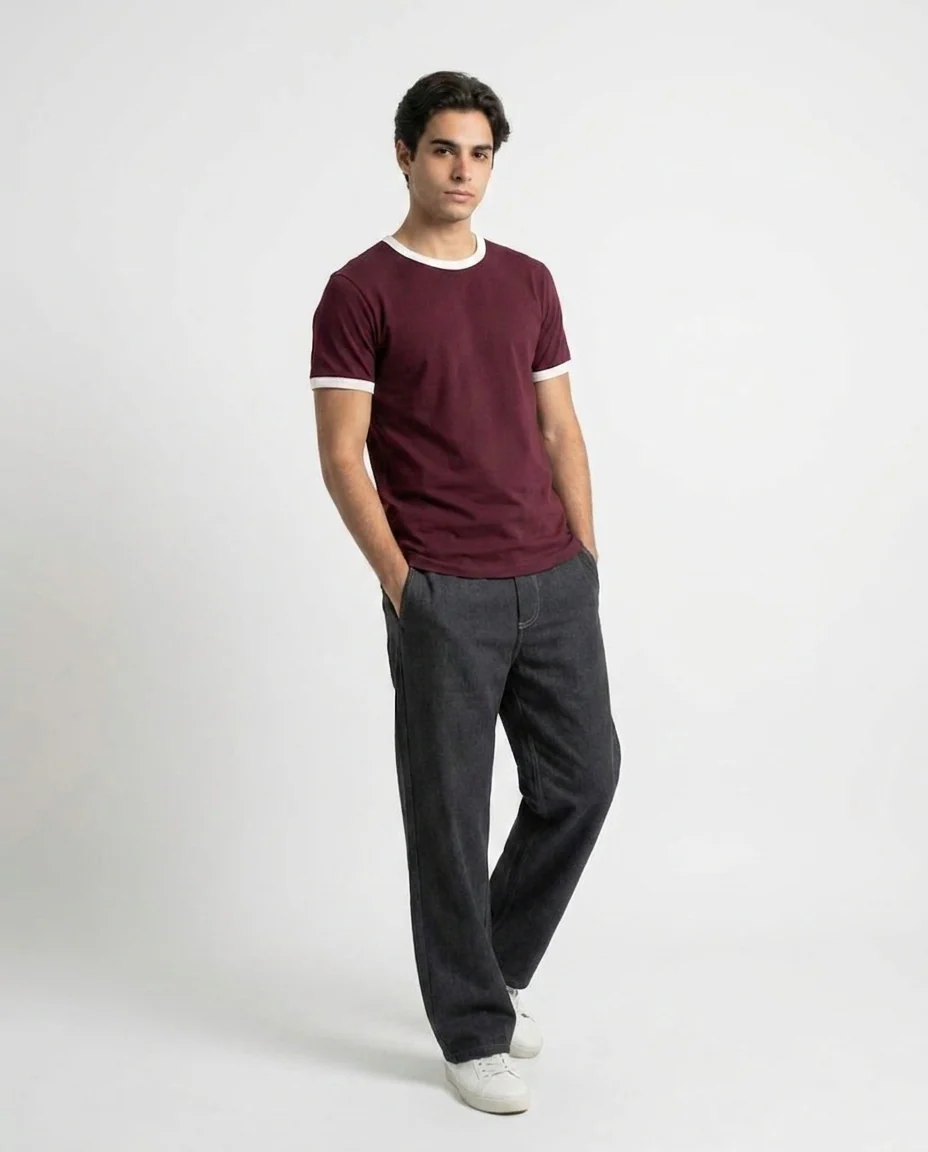 Men Plain Half Sleeves T-shirt - Image 2