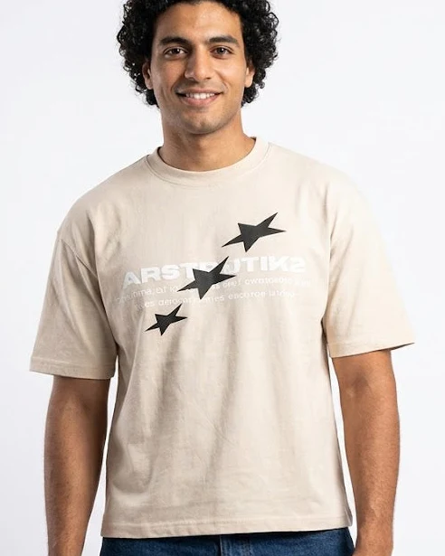 MEN PRINTED AESTHETIKA T-SHIRT OVER SIZE