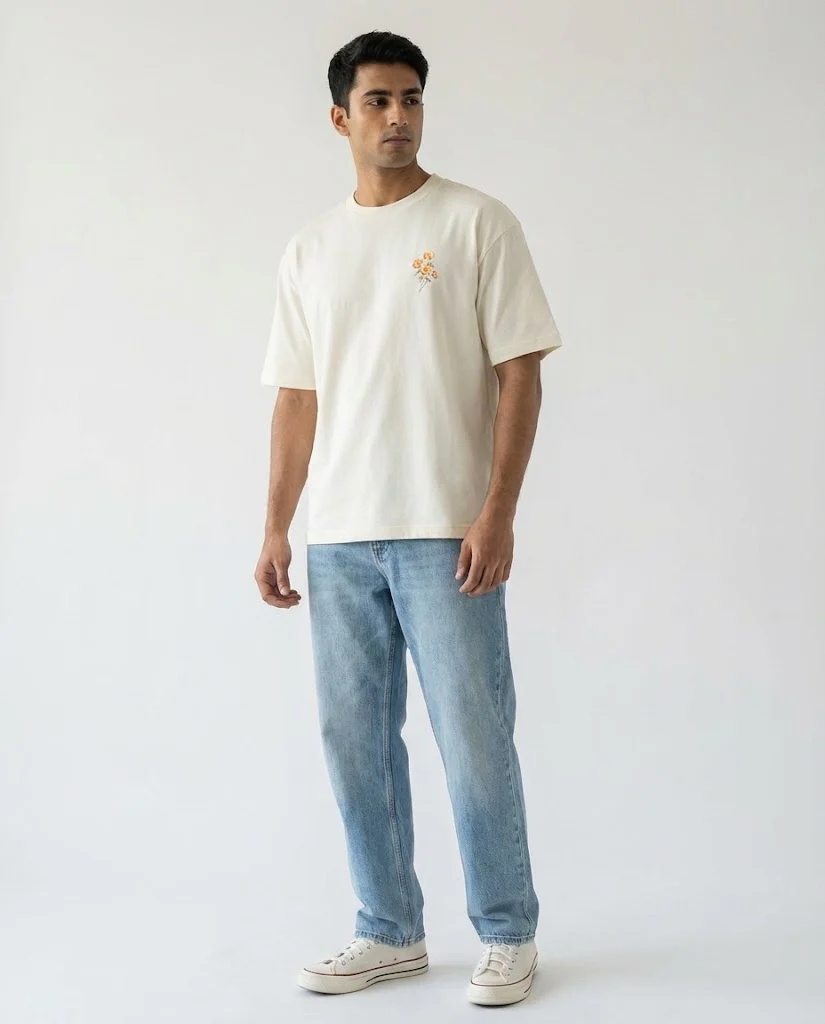 Men Printed Half Sleeves Over Size T-shirt - Image 2