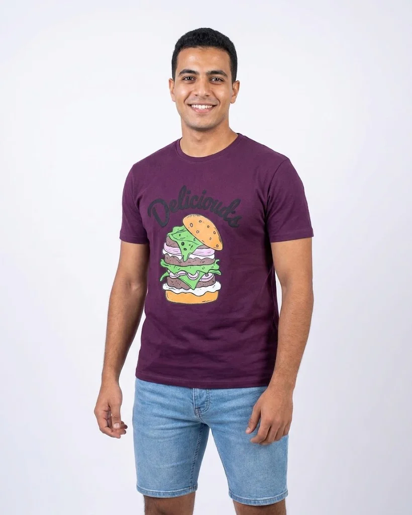 MEN PRINTED SANDWICH HALF SLEEVES T-SHIRT
