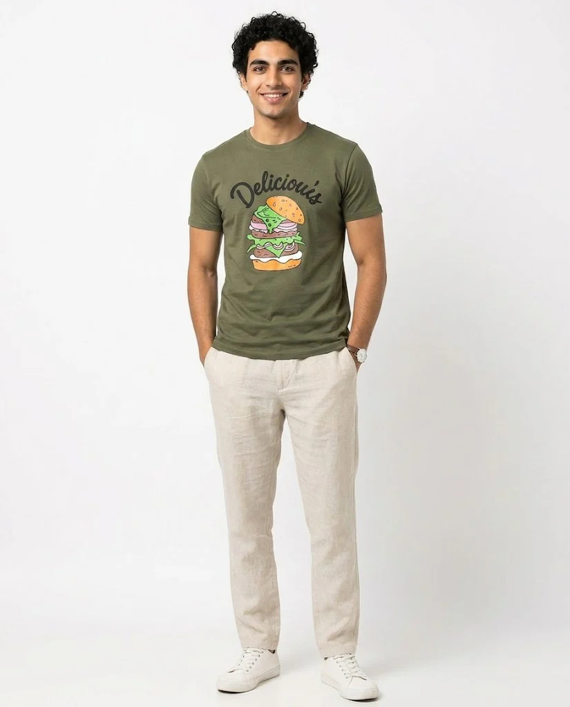 MEN PRINTED SANDWICH HALF SLEEVES T-SHIRT - Image 3