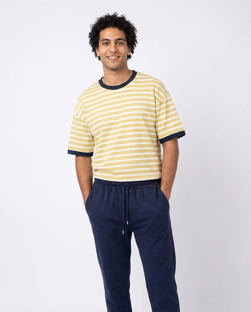 Men Stripped Half Sleeves Top Pyjama W/pant - Image 3