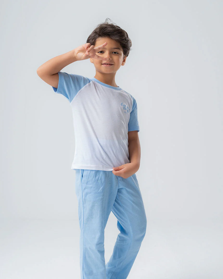 Printed Boys Pj Set with Pants - Image 3
