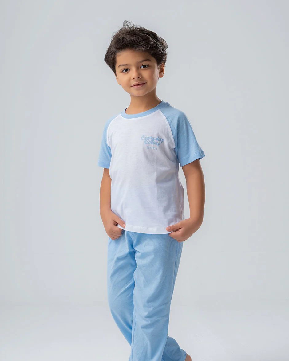 Printed Boys Pj Set with Pants - Image 4