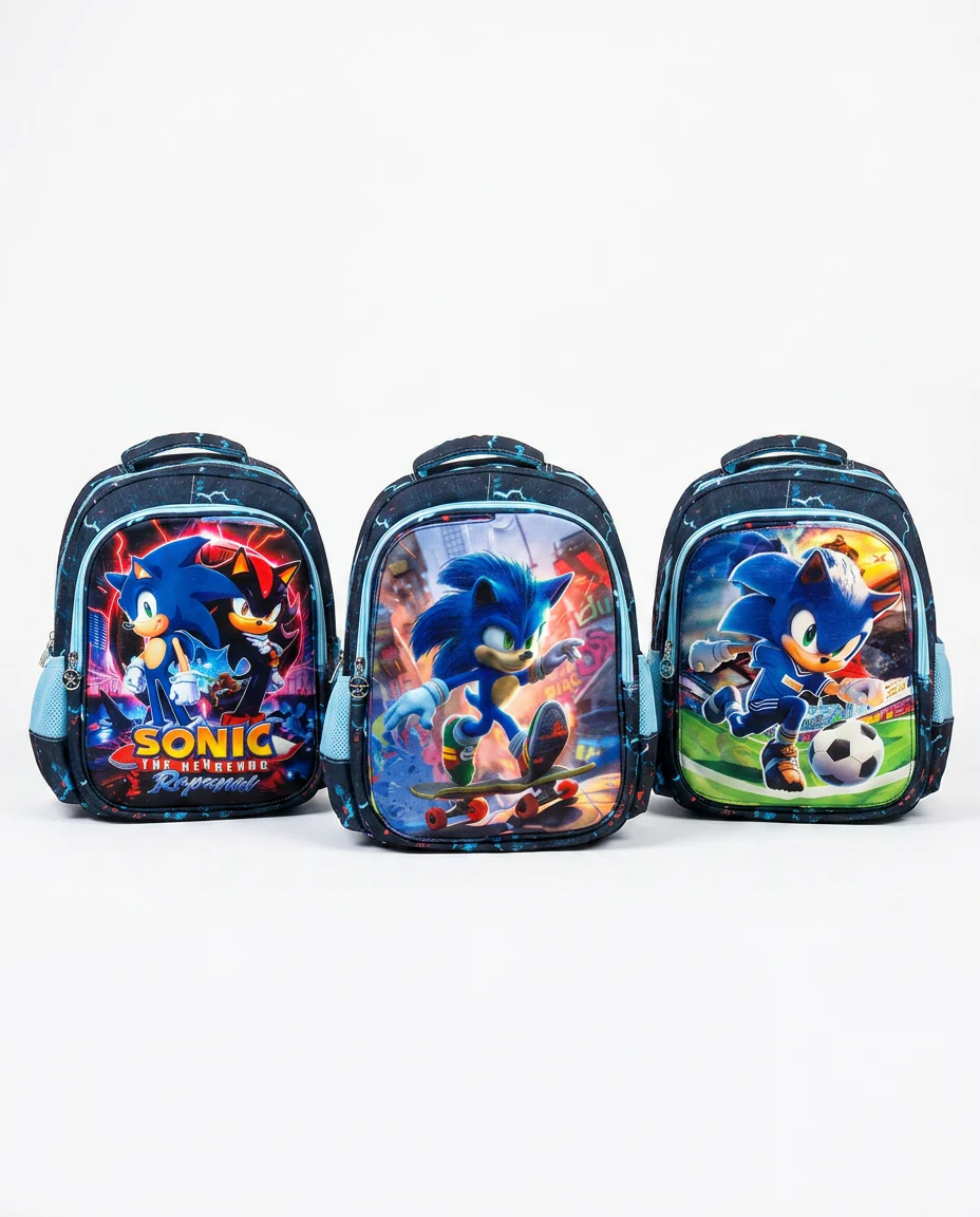 Sonic Printed School Backpack 3 Face Designs