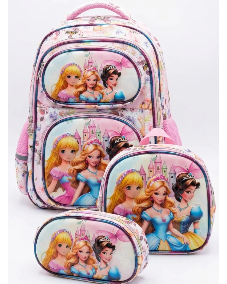 Girls Princess 3-Piece School Backpack Set