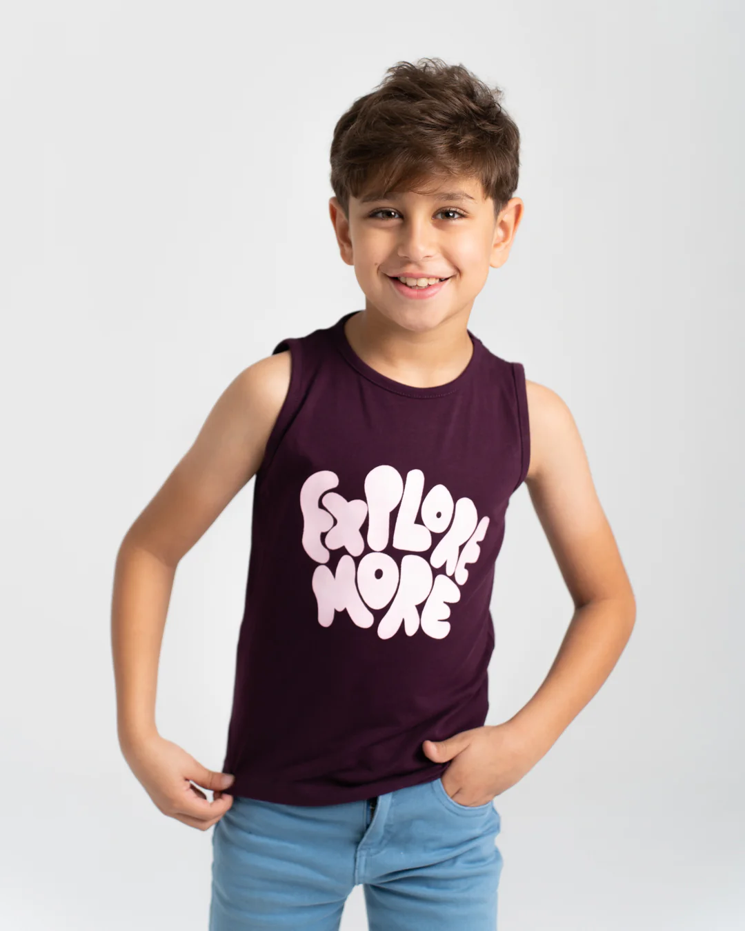 Sleevless Explore More Printed Boys T-shirt