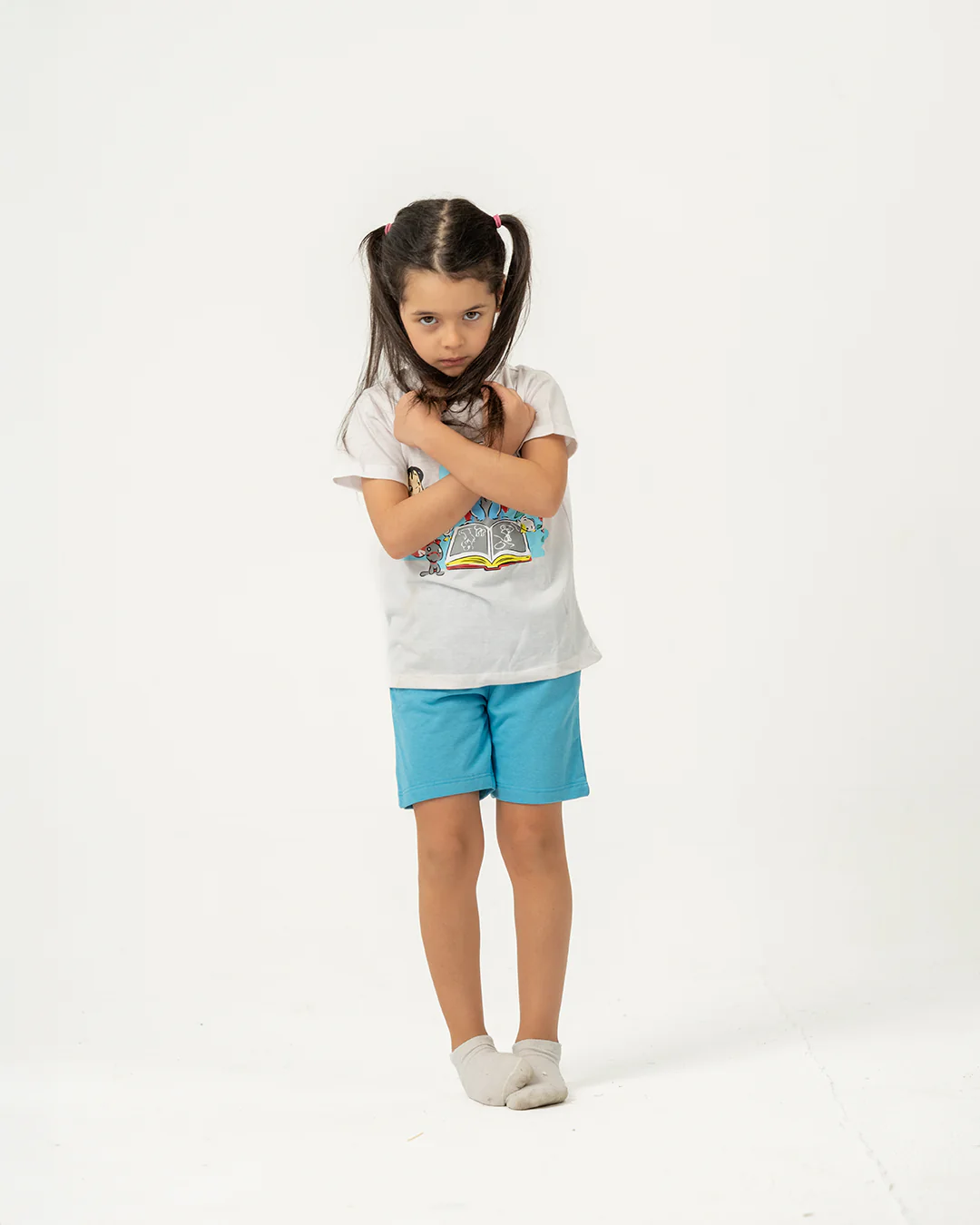 Stitch Printed Girls Pajamas with Shorts - Image 3