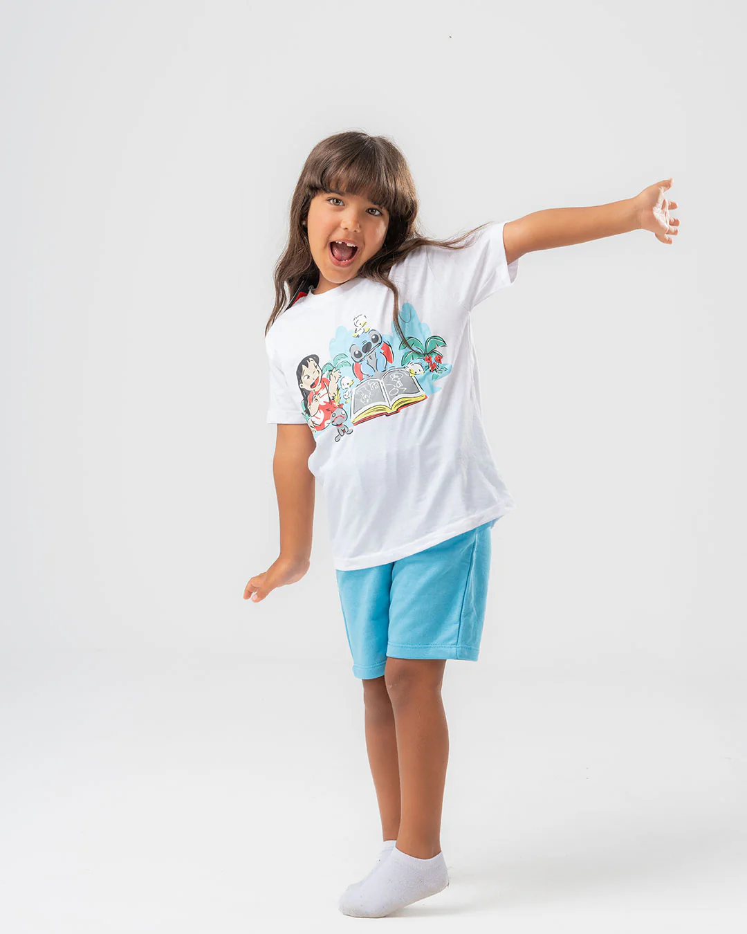 Stitch Printed Girls Pajamas with Shorts - Image 4