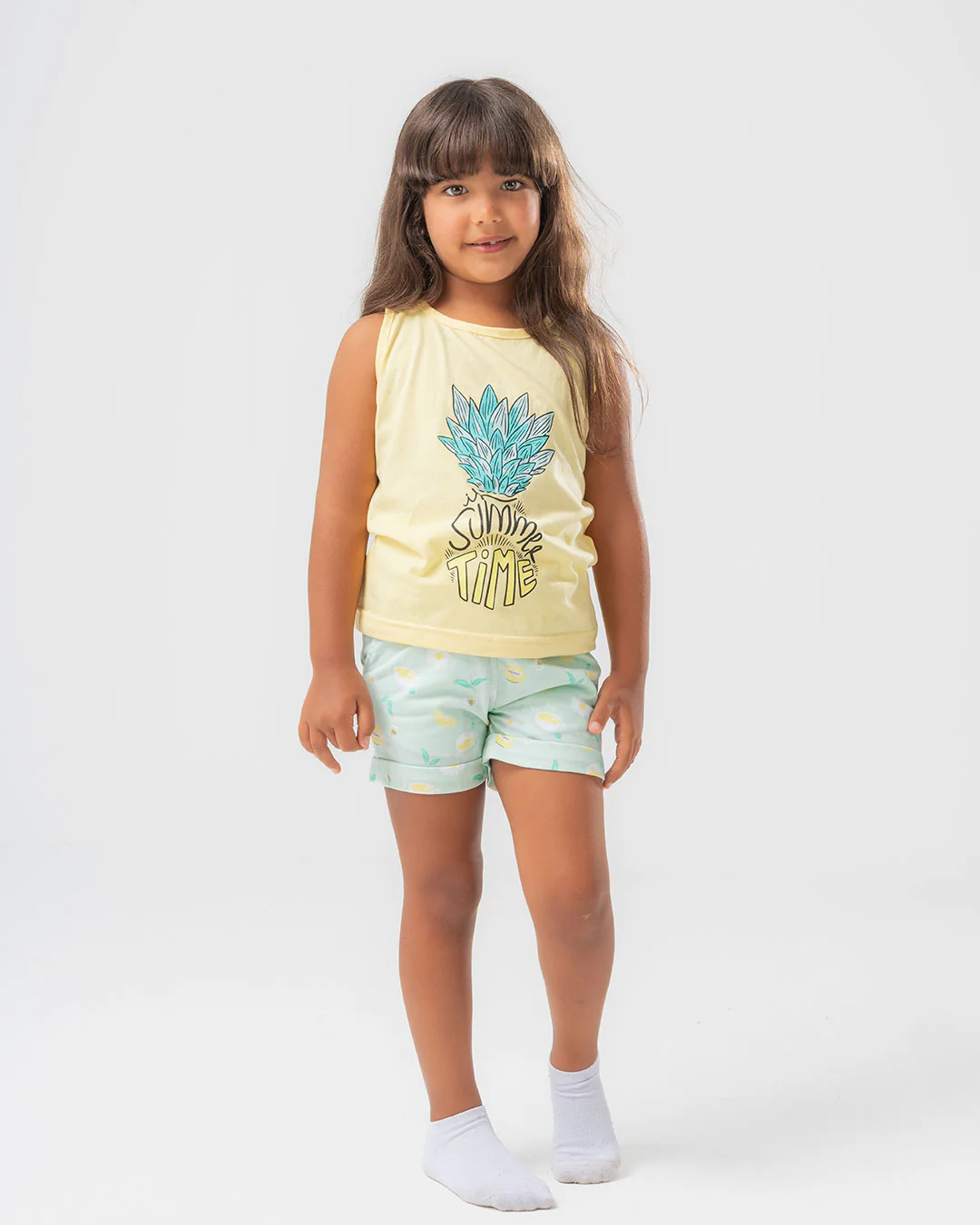 Summer Time Printed Girls Pajama With Shorts