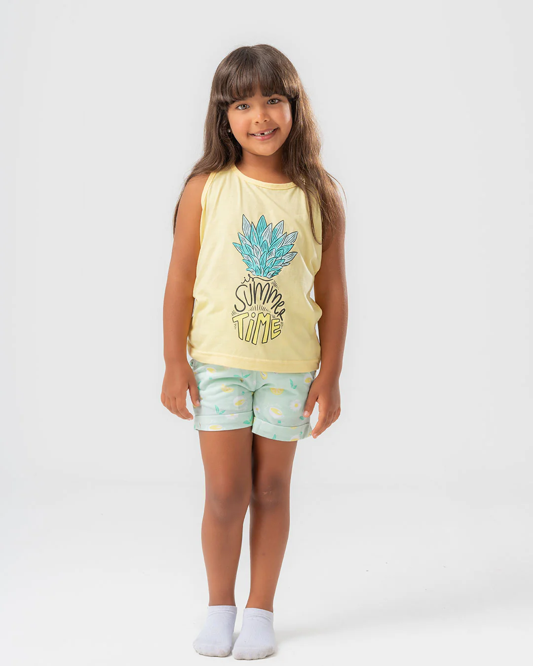 Summer Time Printed Girls Pajama With Shorts - Image 3