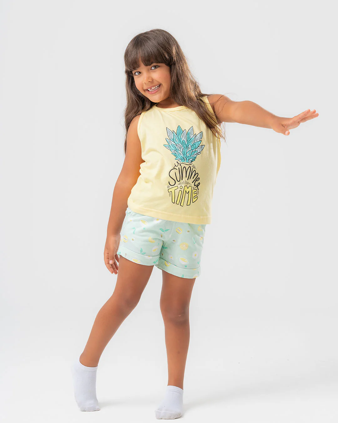 Summer Time Printed Girls Pajama With Shorts - Image 4