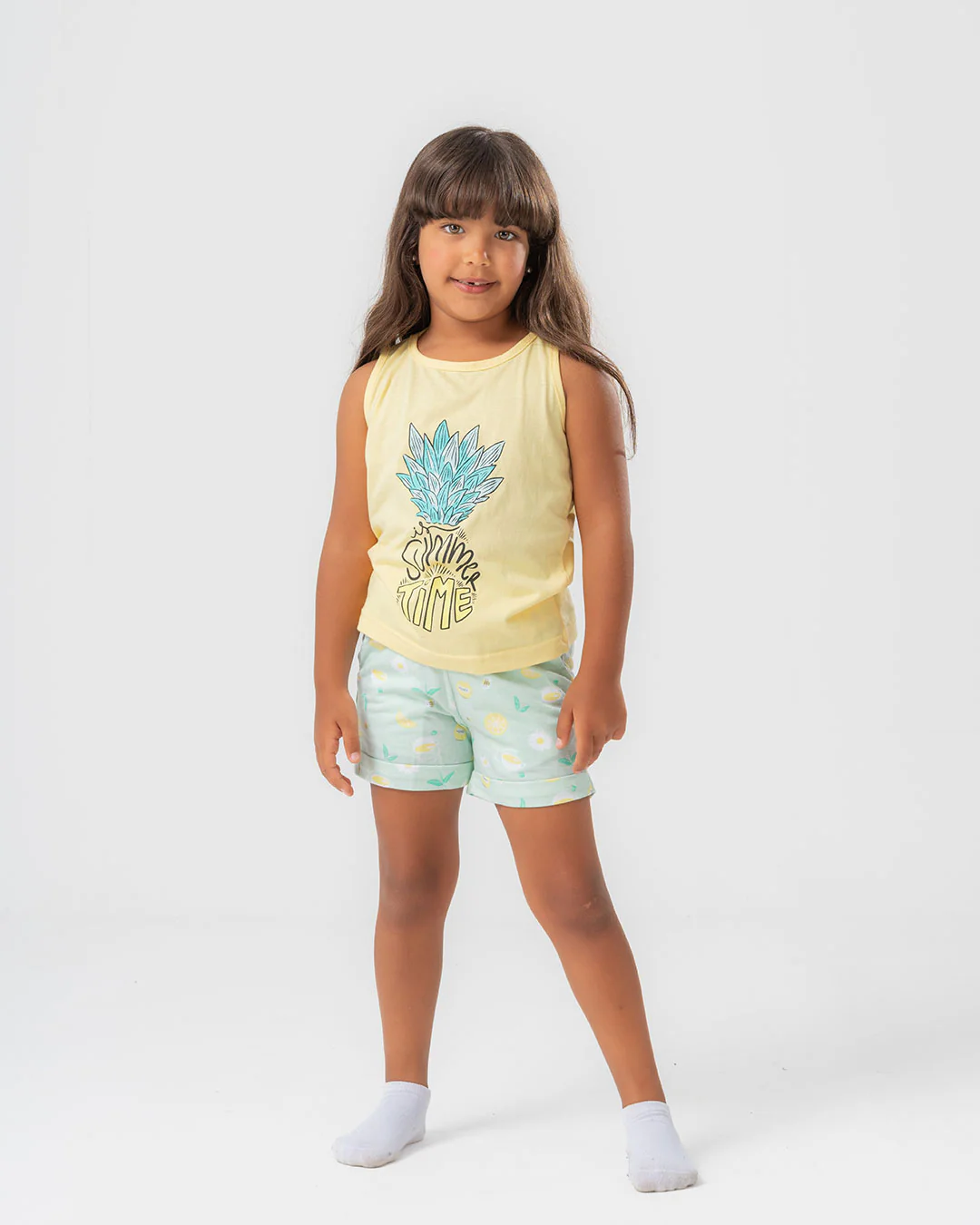 Summer Time Printed Girls Pajama With Shorts - Image 5