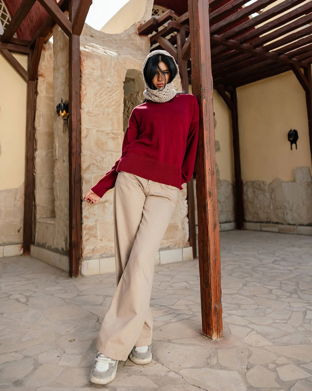 Women Gabardine Wide Leg Pants - Image 5