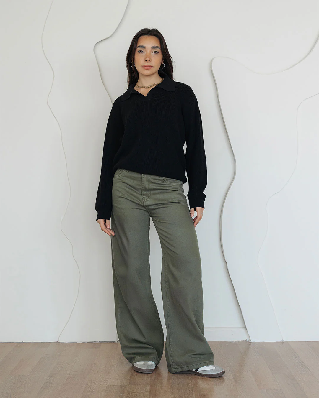 Women Gabardine Wide Leg Pants - Image 7