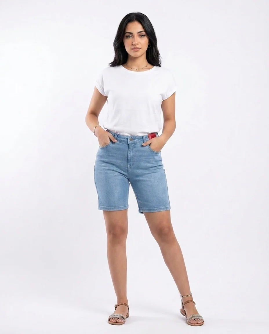 Women Loose Embroidered Denim Shorts - Image 3