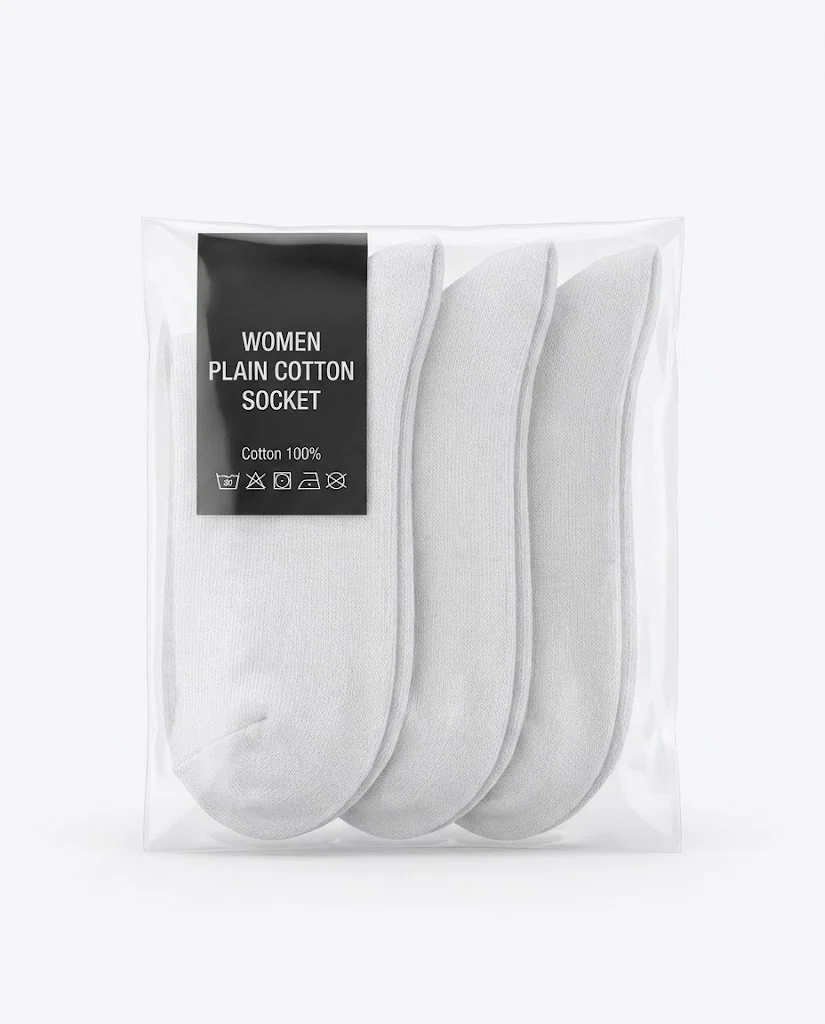WOMEN PLAIN COTTON SOCKET SOCKS PACK 3PC - Image 2