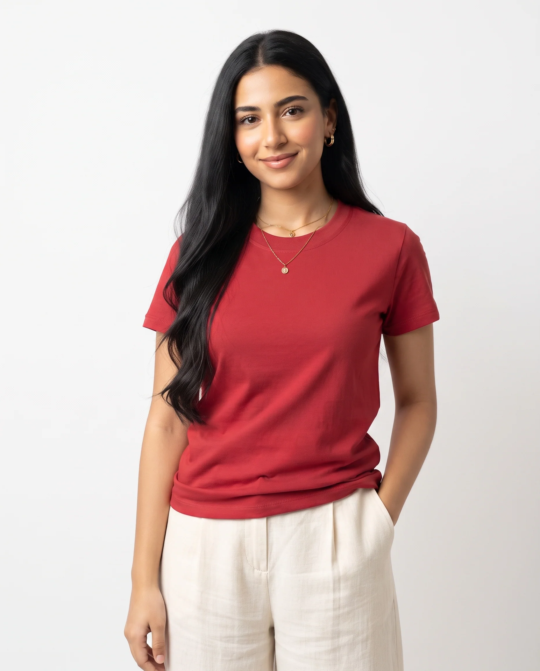 Women Plain Half Sleeves T-shirt