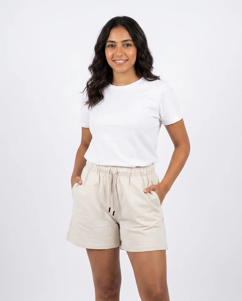 Women Plain Summer Melton Short - Image 2