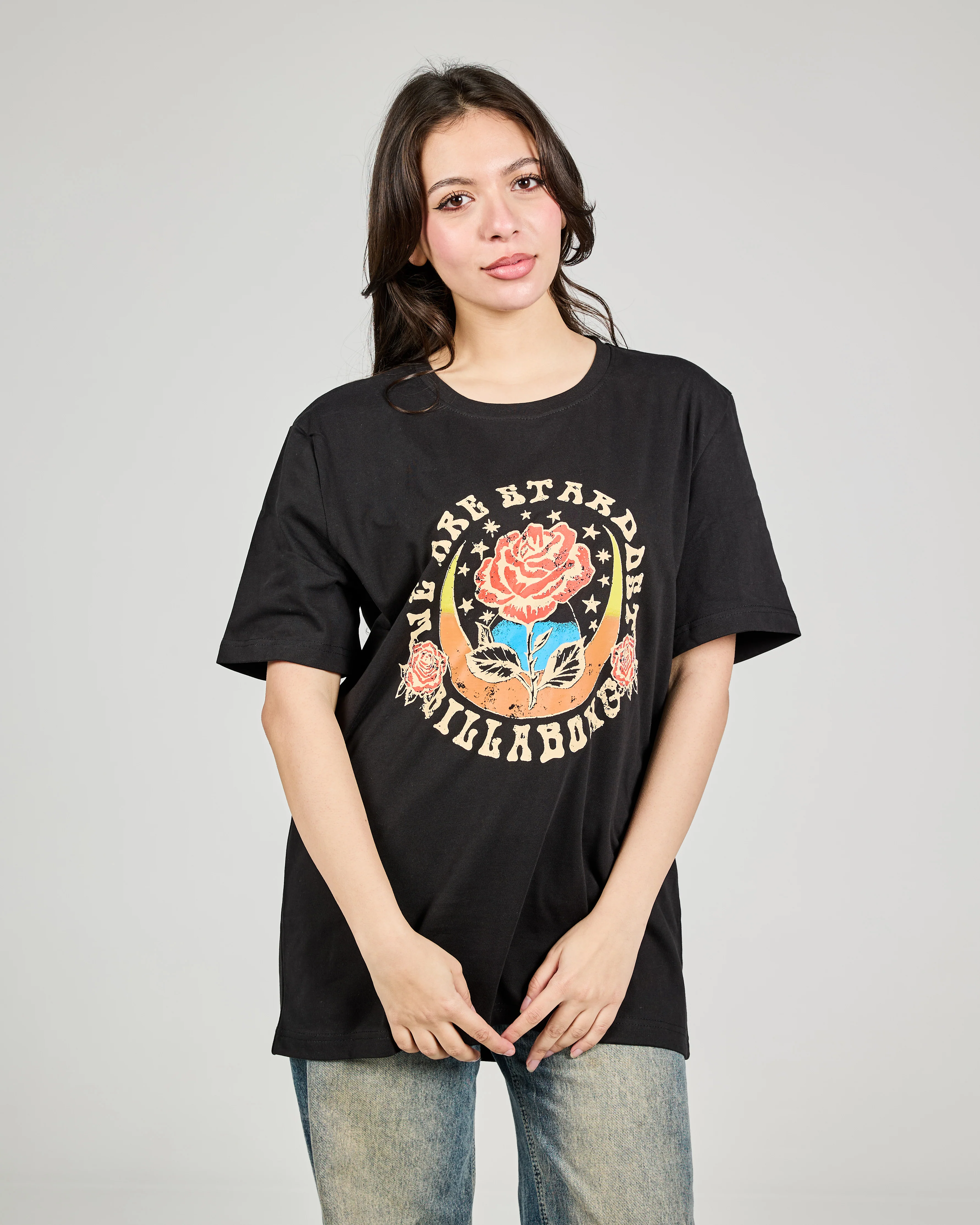 Women Printed Flower Half Sleeves Oversize
