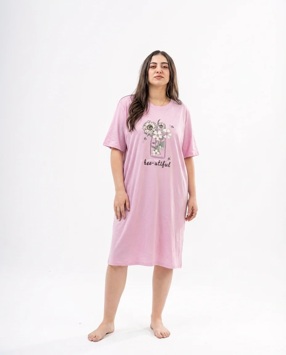 Women Printed Half Sleeves Nightgown
