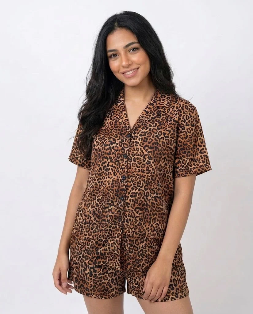 Leopard Print Short Pajama Set