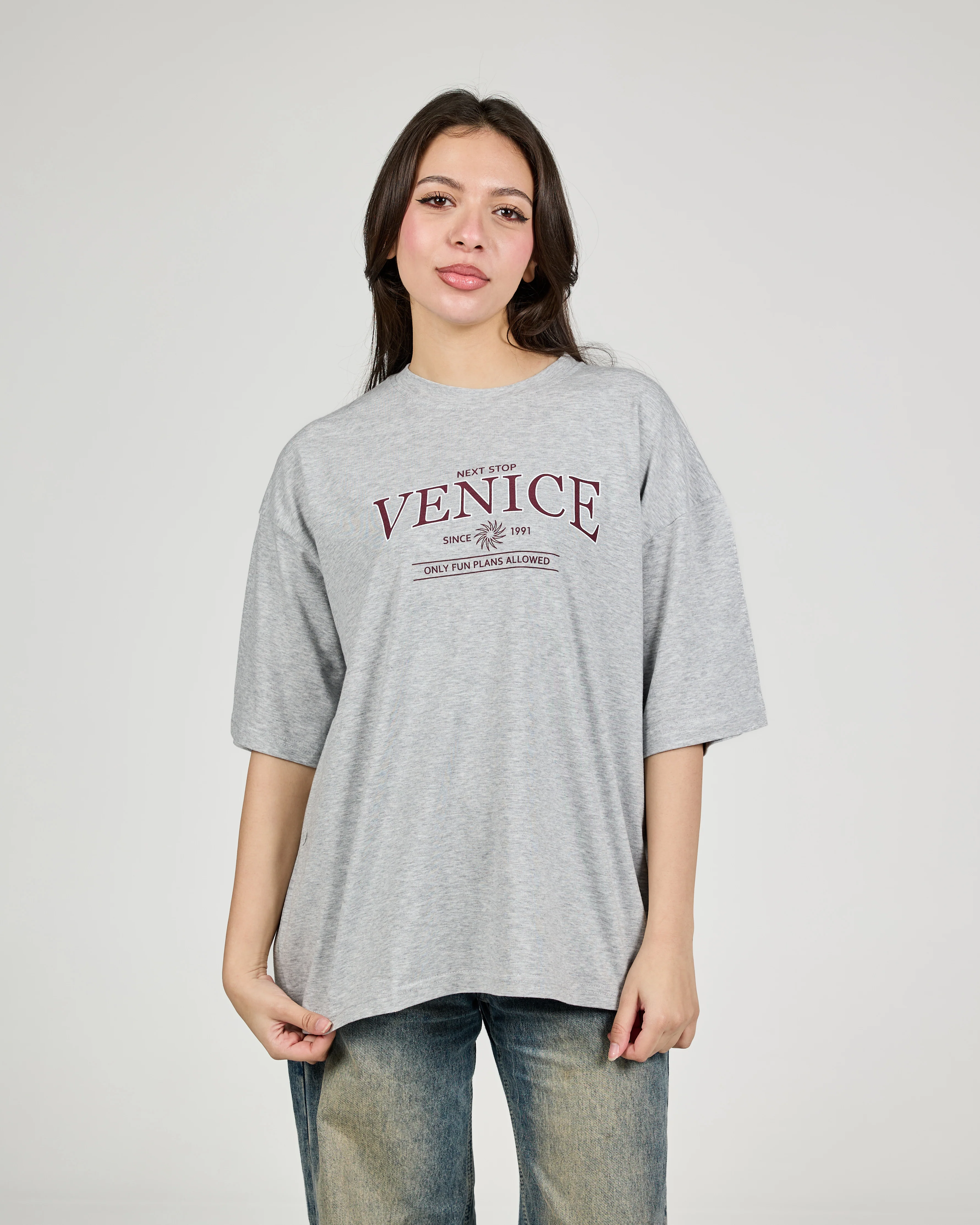 Women Printed Half Sleeves T-shirt Over Size - Image 2