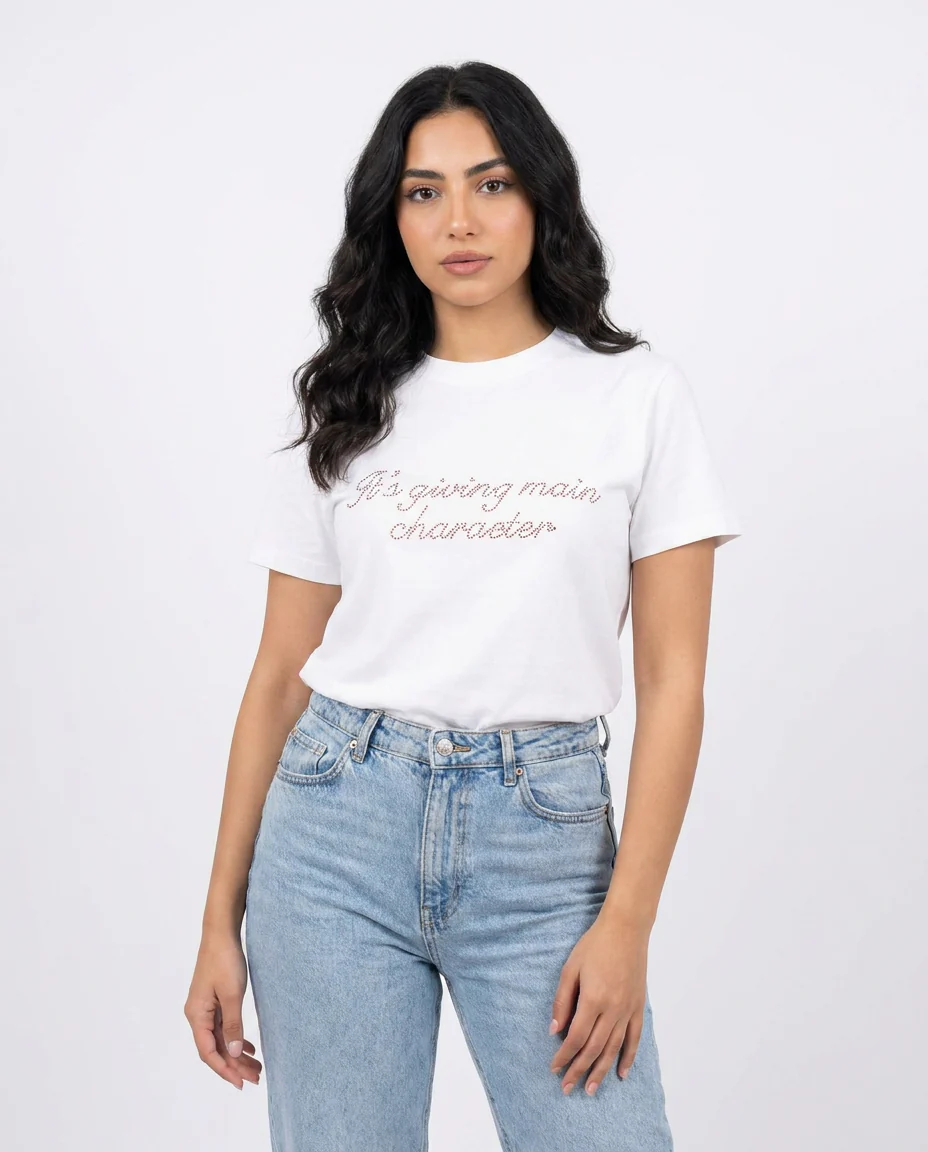 Women Strassed Half Sleeves T-shirt - Image 2