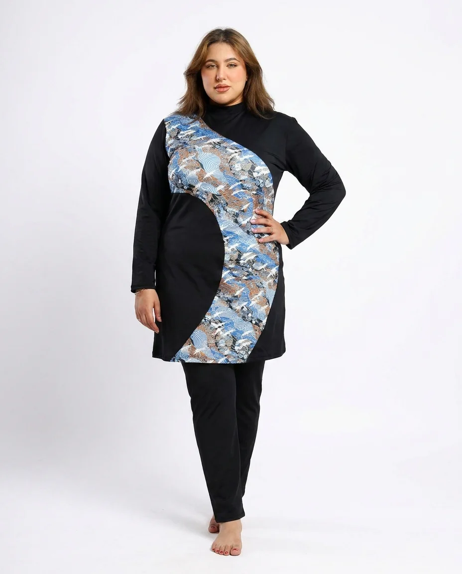 Plus Size Ocean Blossom Burkini Set - Image 3