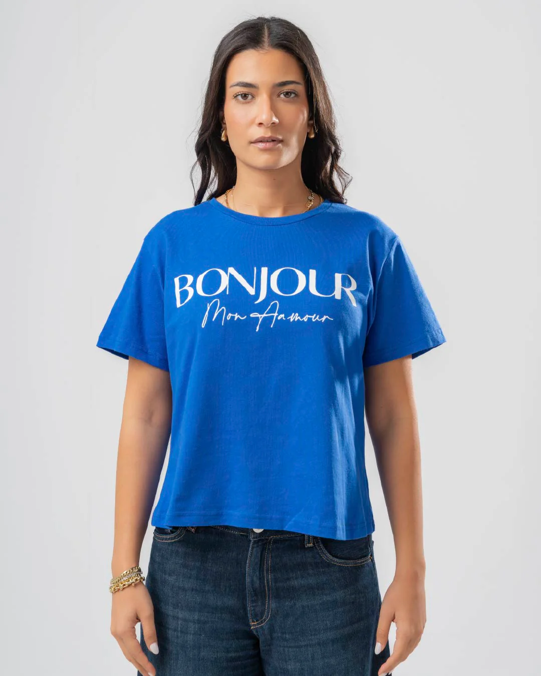 Women T-Shirt Bonjour Printed - Image 10