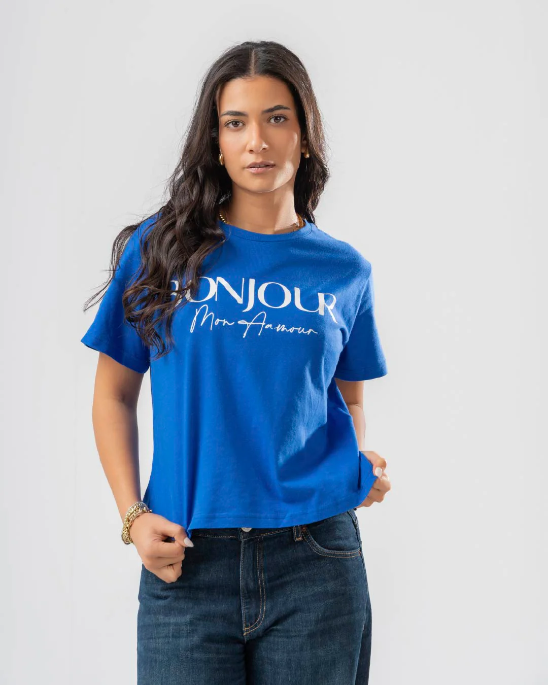 Women T-Shirt Bonjour Printed - Image 12