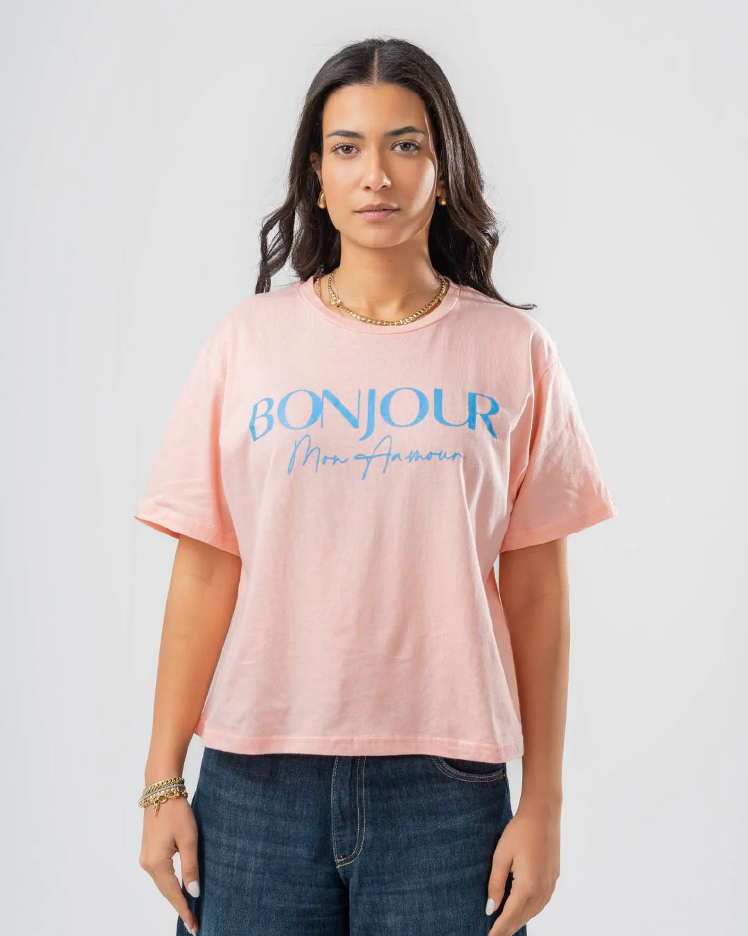 Women T-Shirt Bonjour Printed - Image 3
