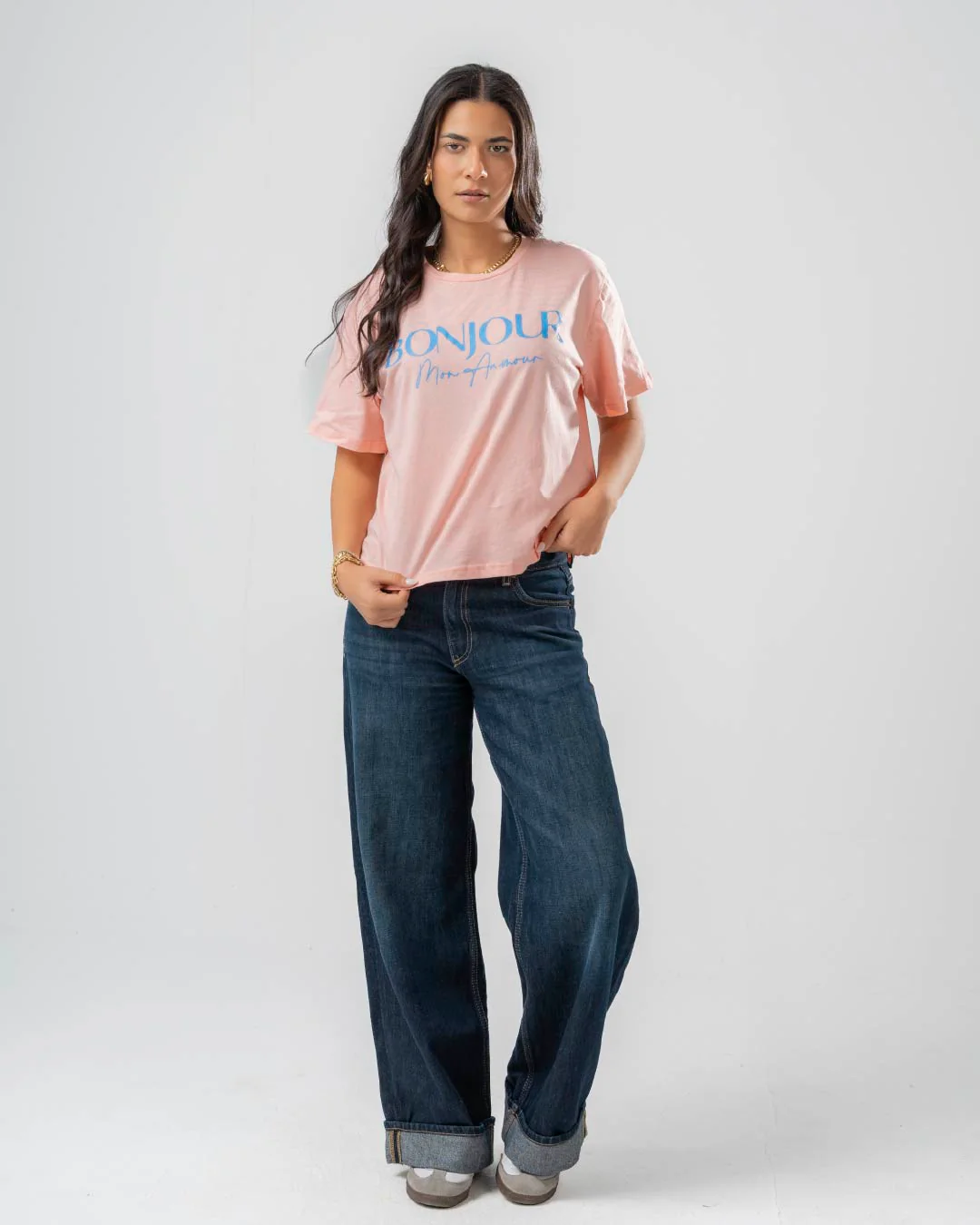 Women T-Shirt Bonjour Printed - Image 4