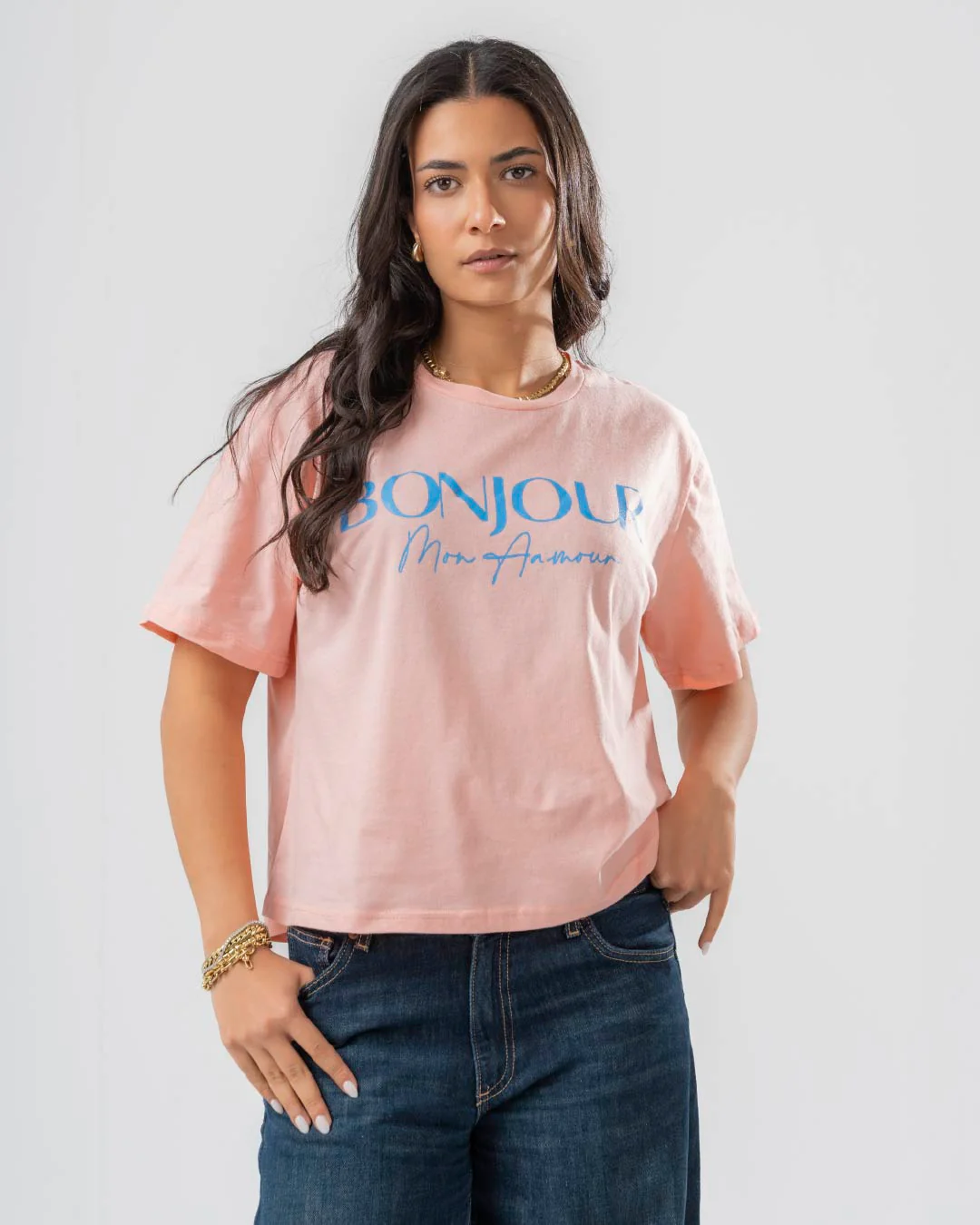 Women T-Shirt Bonjour Printed - Image 8