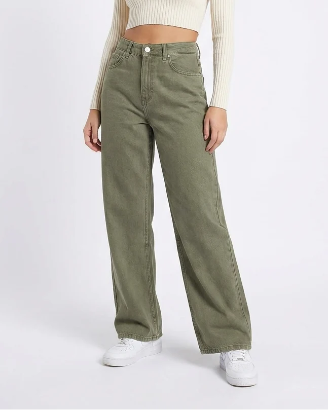 Women Wide Leg Gabardine Pant