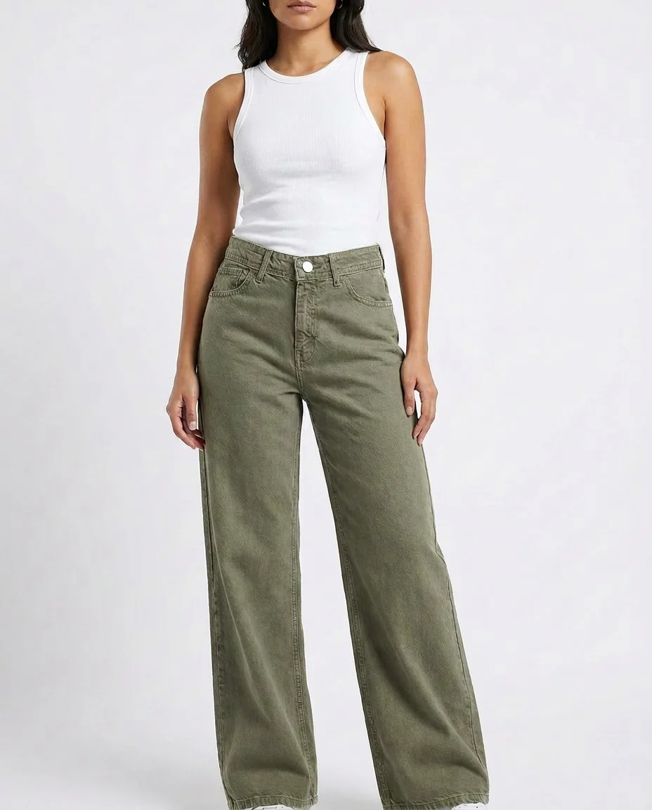 Women Wide Leg Gabardine Pant - Image 2