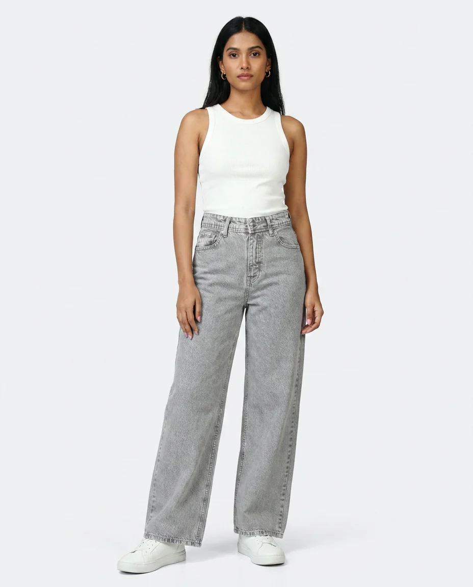 Women Wide Leg Gabardine Pant - Image 3