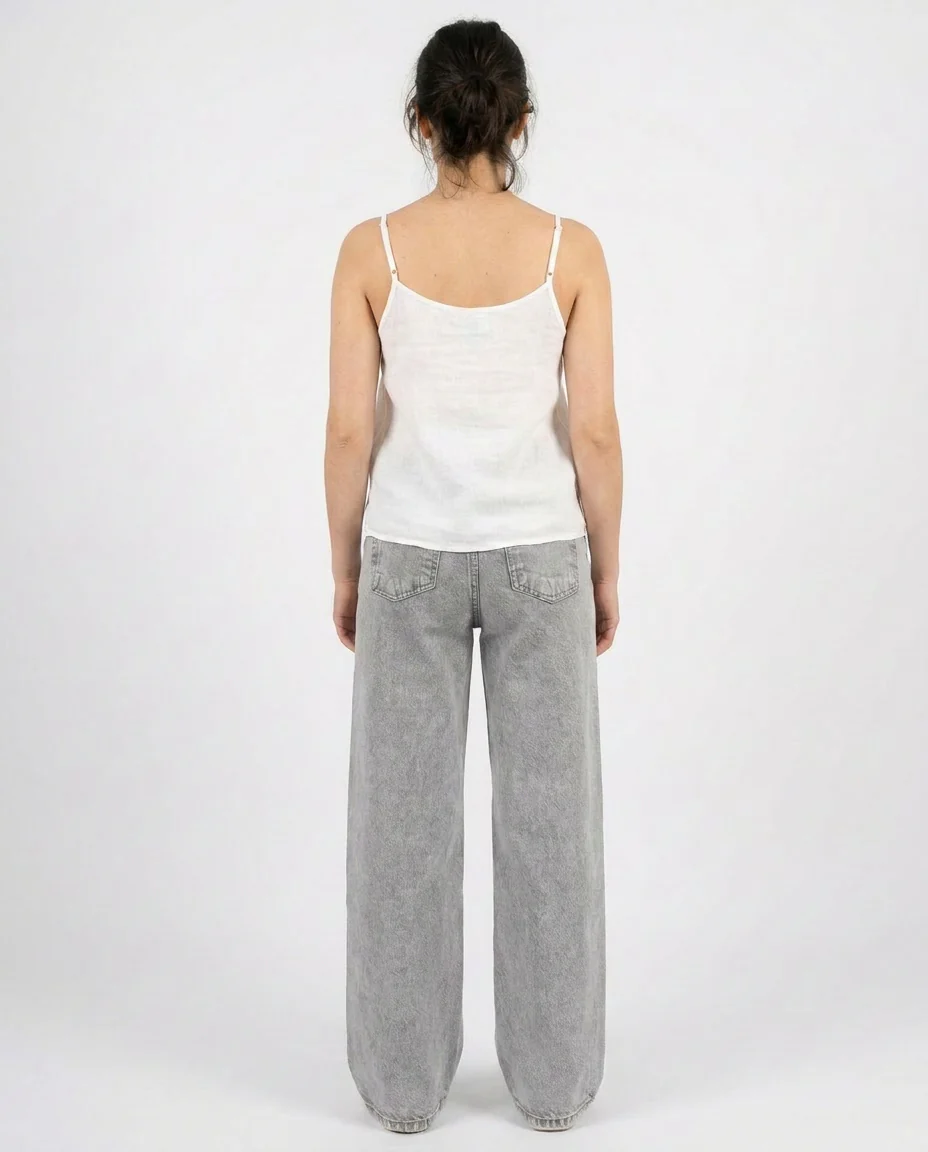 Women Wide Leg Gabardine Pant - Image 4