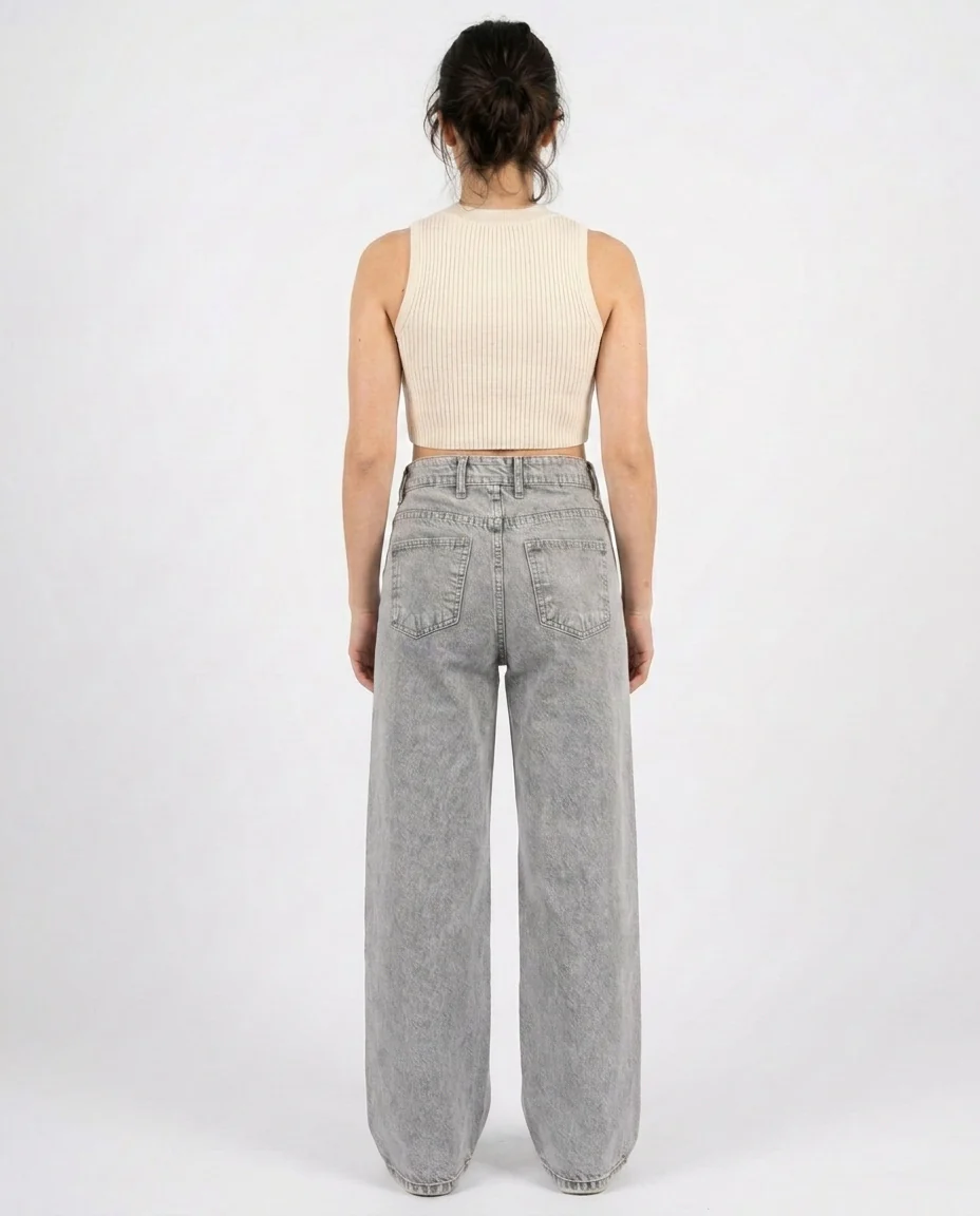 Women Wide Leg Gabardine Pant - Image 5