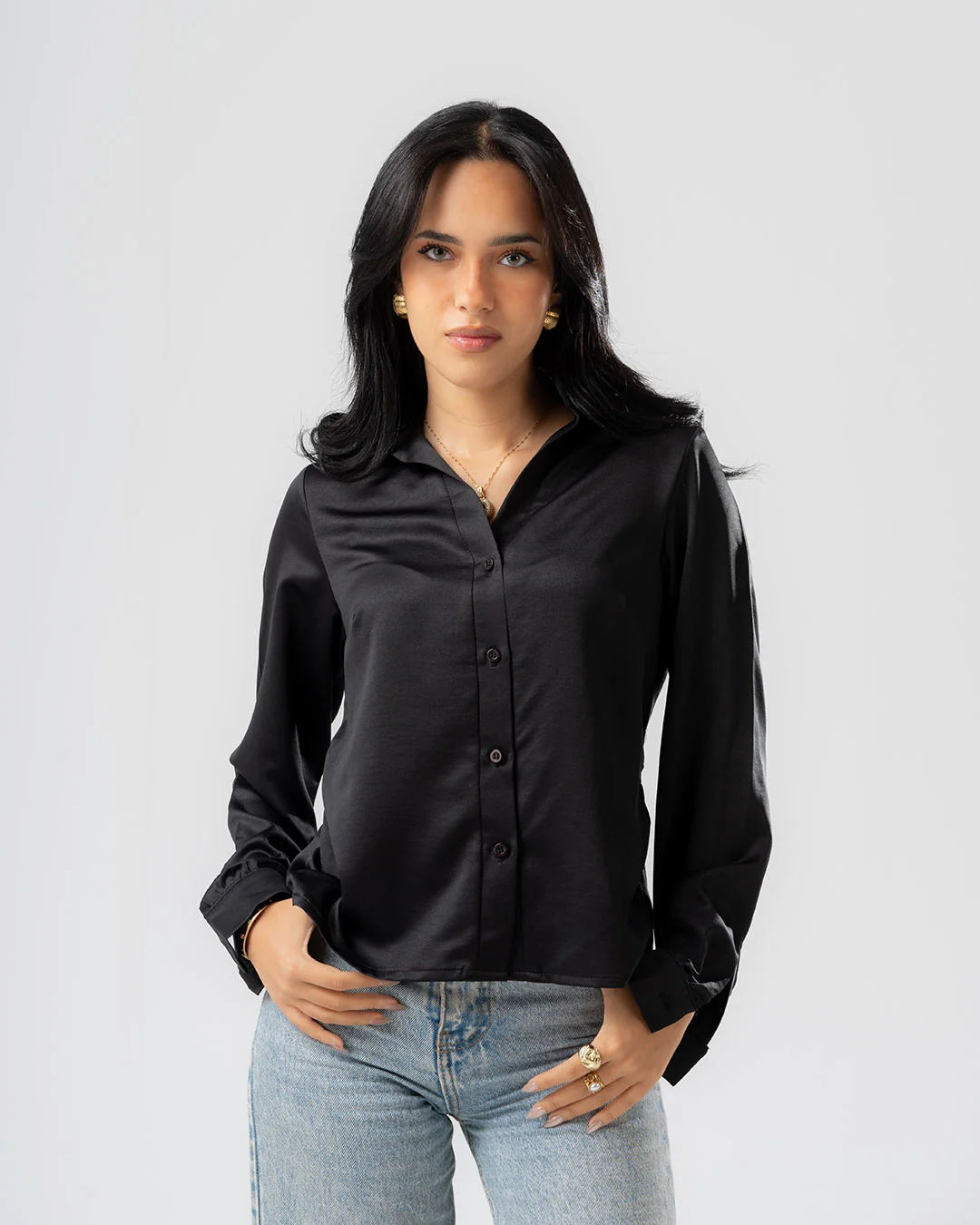Womens Plain Long Sleeve Blouse