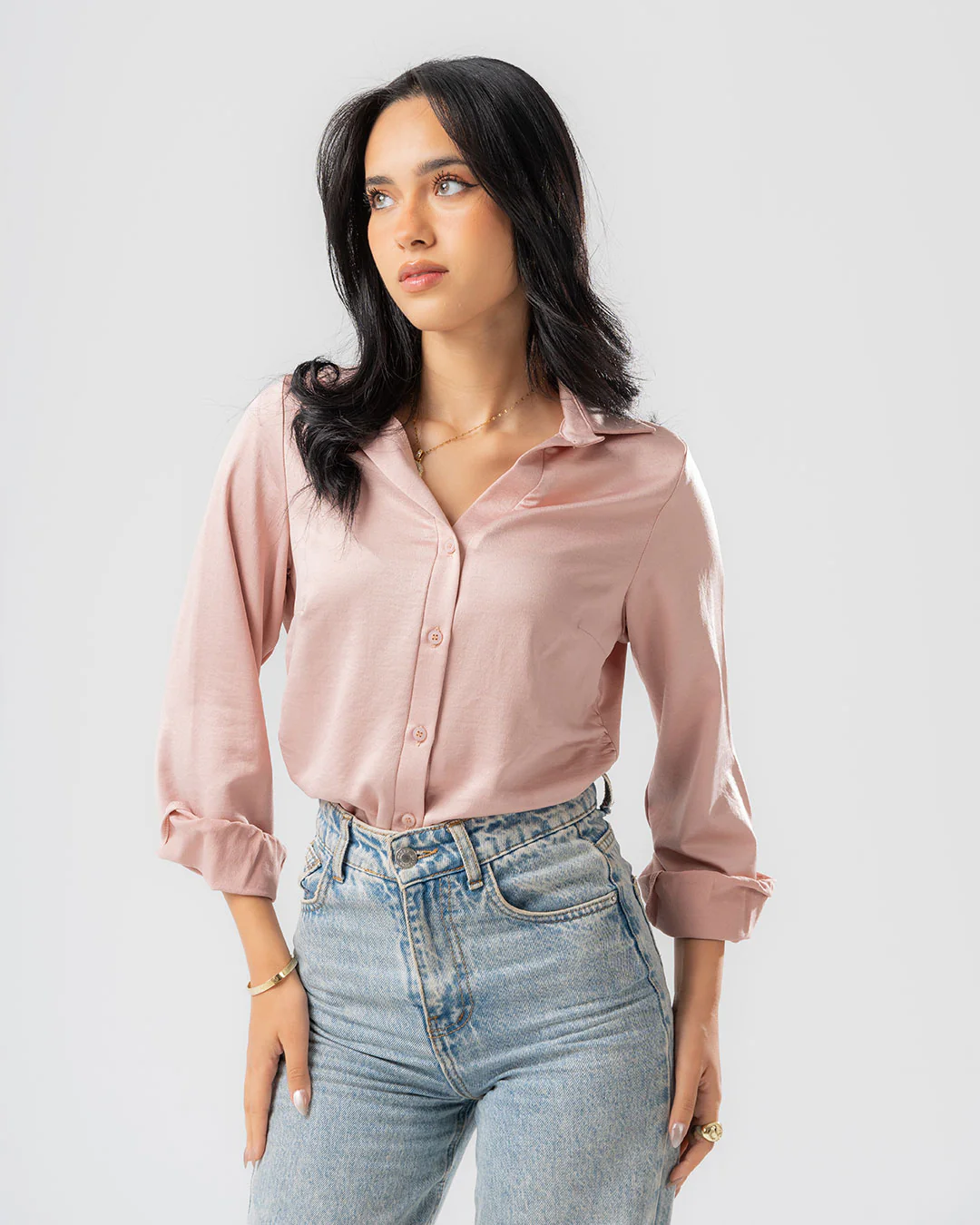 Womens Plain Long Sleeve Blouse - Image 3