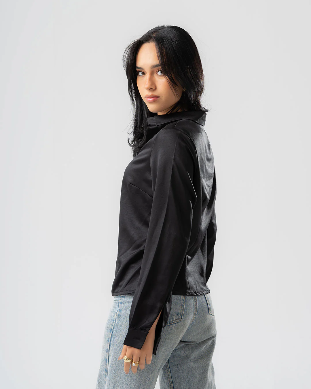 Womens Plain Long Sleeve Blouse - Image 4
