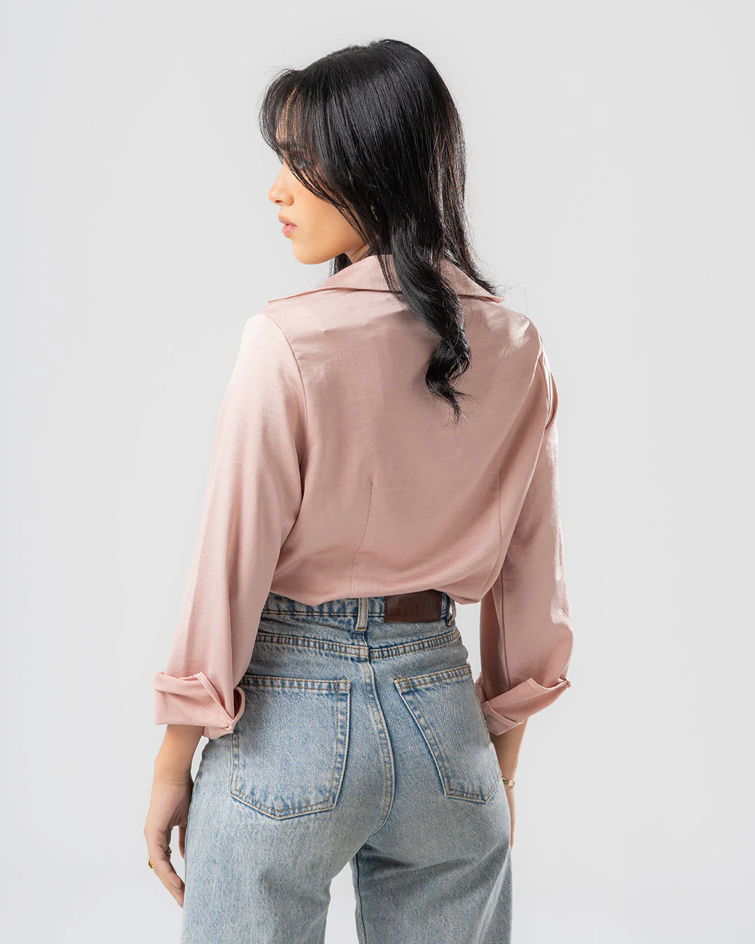 Womens Plain Long Sleeve Blouse - Image 5