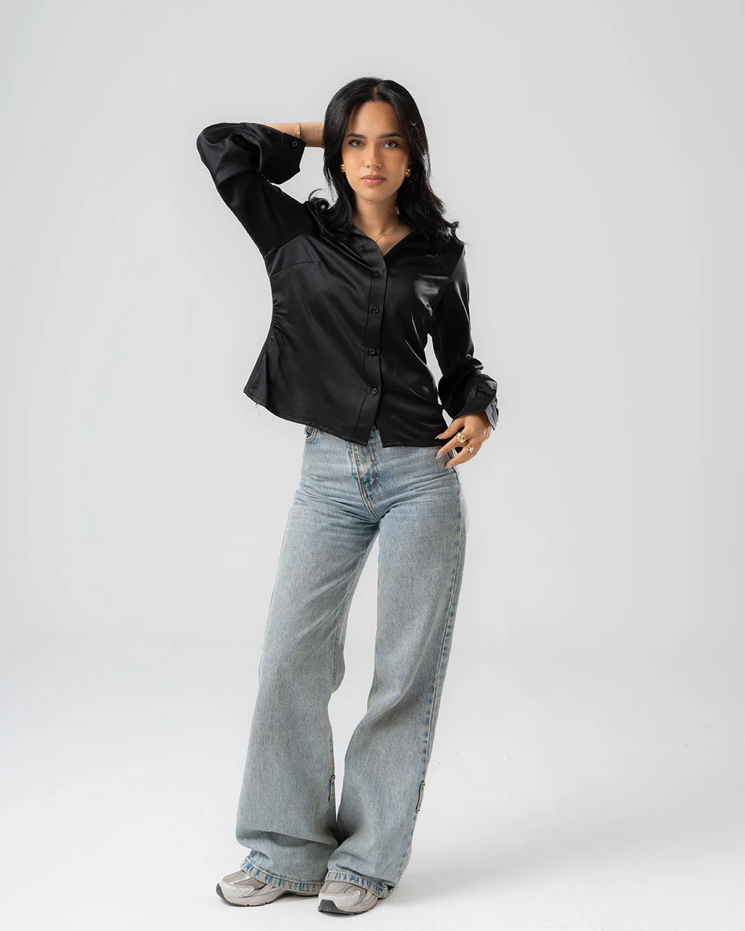 Womens Plain Long Sleeve Blouse - Image 6