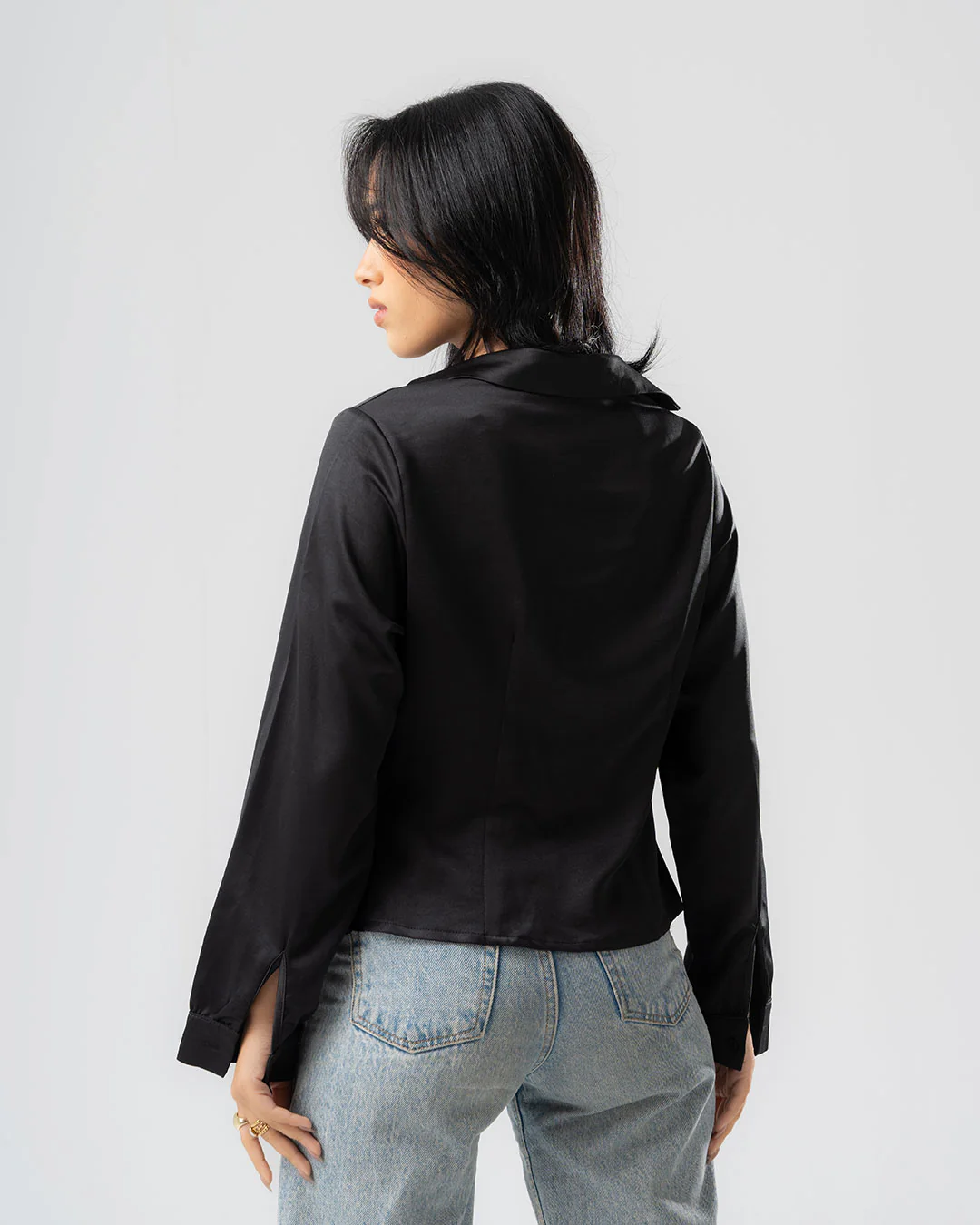 Womens Plain Long Sleeve Blouse - Image 7