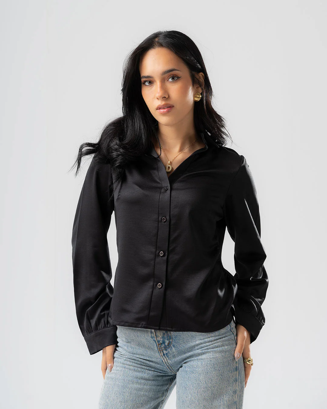 Womens Plain Long Sleeve Blouse - Image 9