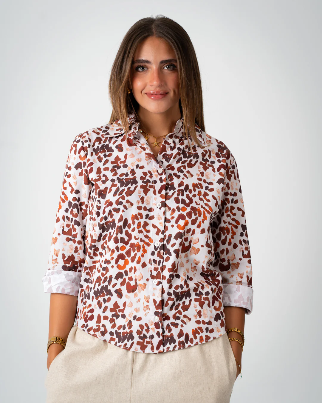 Womens Printed Long Sleeve Blouse - Image 2