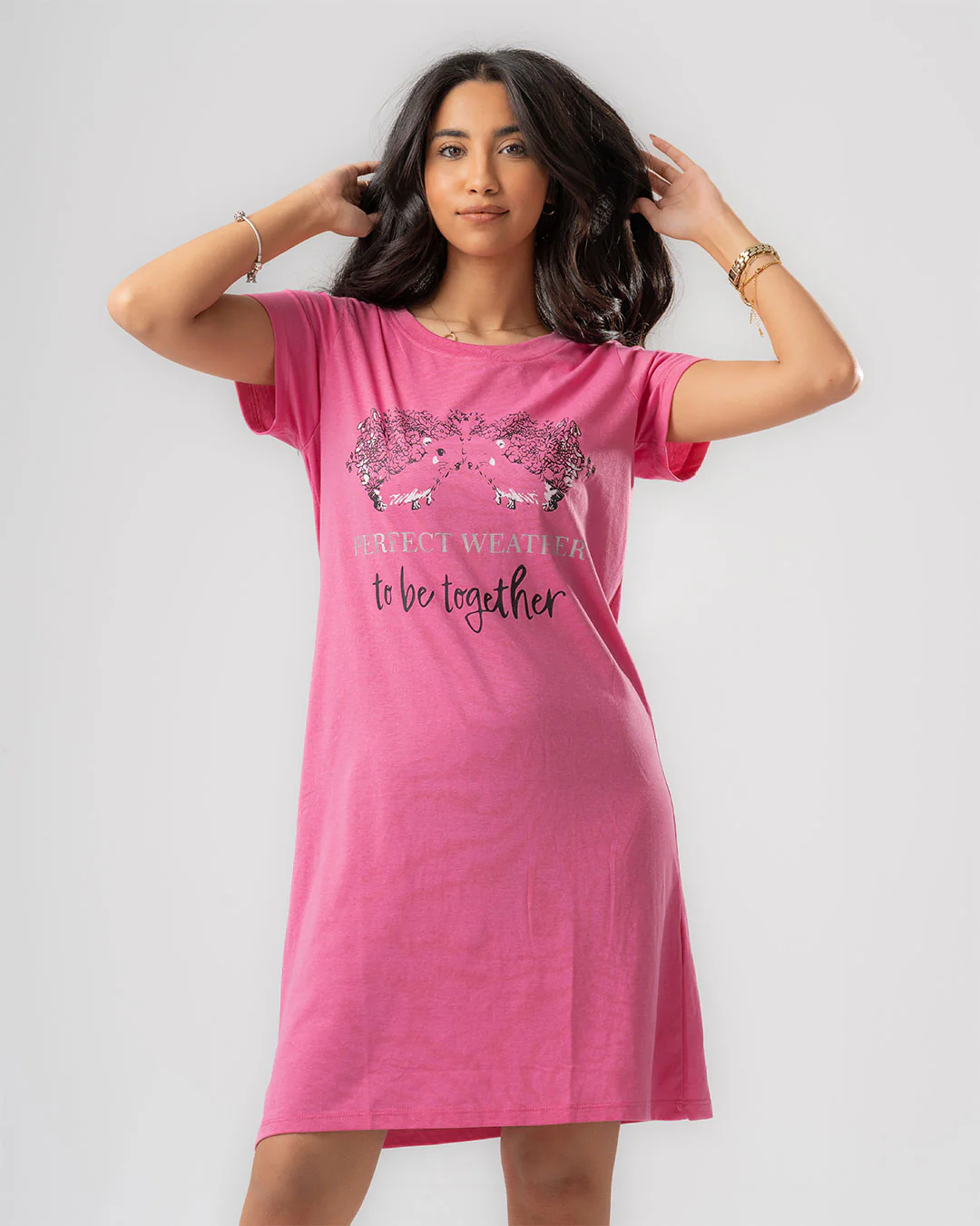Womens Printed Short Sleeve HomeDress - Image 3