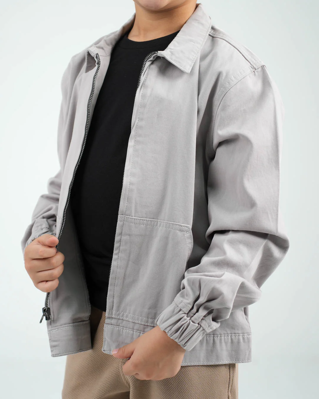 Zipper Plain Over Shirt - Image 3