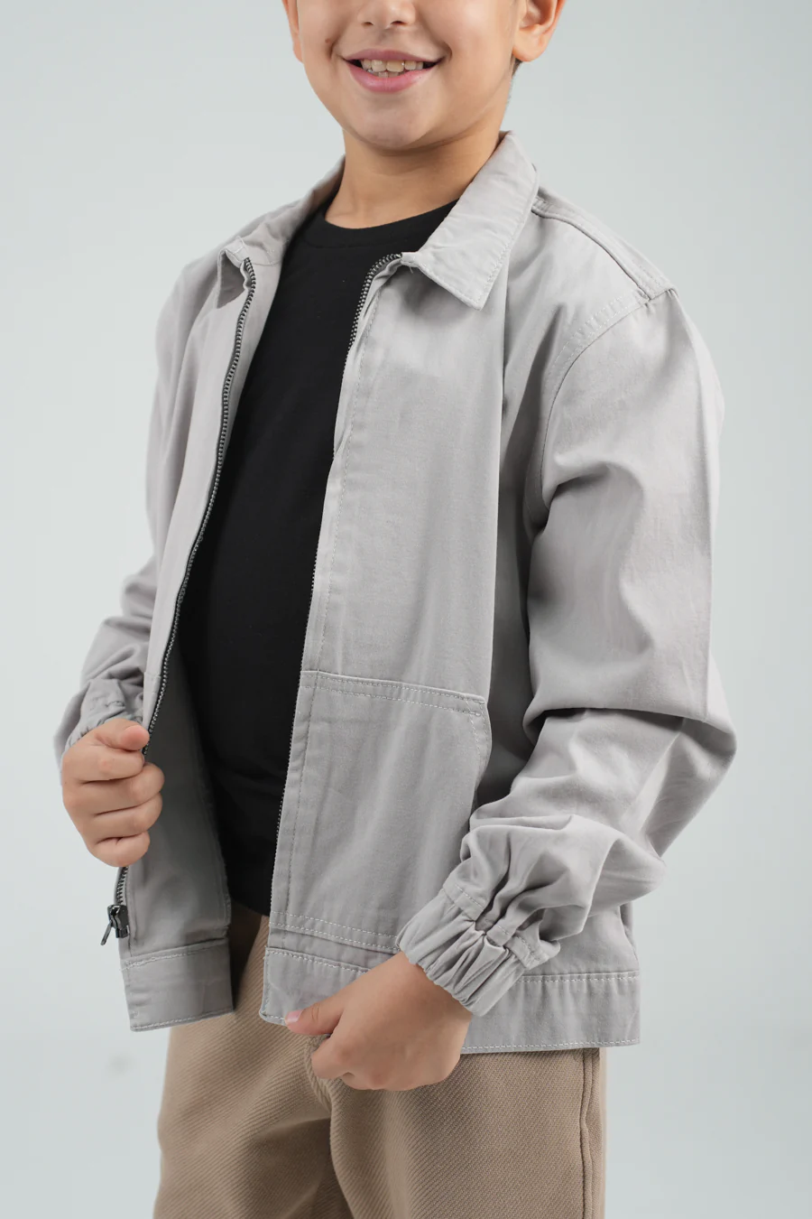 Zipper Plain Over Shirt - Image 4
